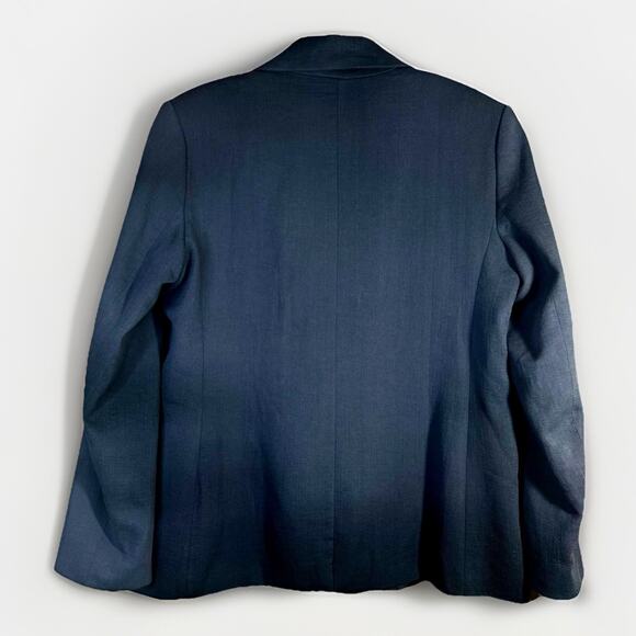 NWT BANANA REPUBLIC Womens 12P Blazer Cotton Navy Textured Stretch Preppy School - Picture 3 of 7